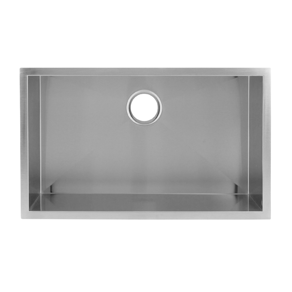 DAX Handmade Single Bowl Undermount Kitchen Sink, 16 Gauge Stainless Steel, Brushed Finish, 30 x 18 x 10 Inches (DAX-SQ-3018)