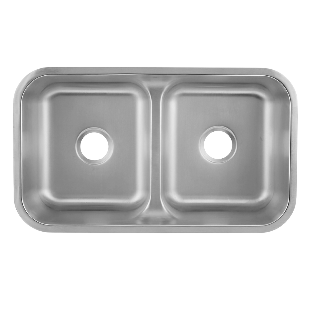 DAX 50/50 Double Bowl Undermount Kitchen Sink, 18 Gauge Stainless Steel, Brushed Finish , 32-1/4 x 18-7/8 x 9 Inches (DAX-3218)