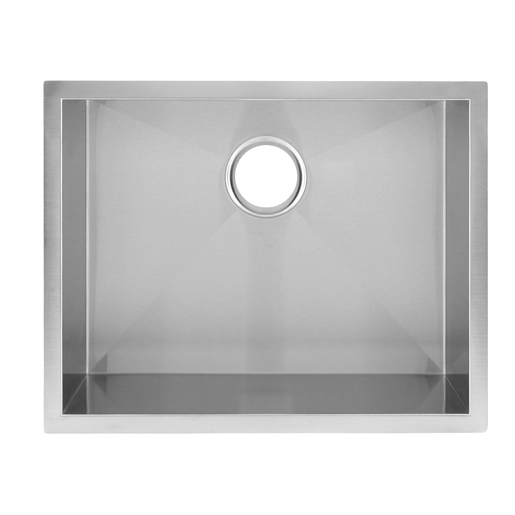 DAX Handmade Single Bowl Undermount Kitchen Sink, 16 Gauge Stainless Steel, Brushed Finish, 23 x 18 x 10 Inches (DAX-SQ-2318)