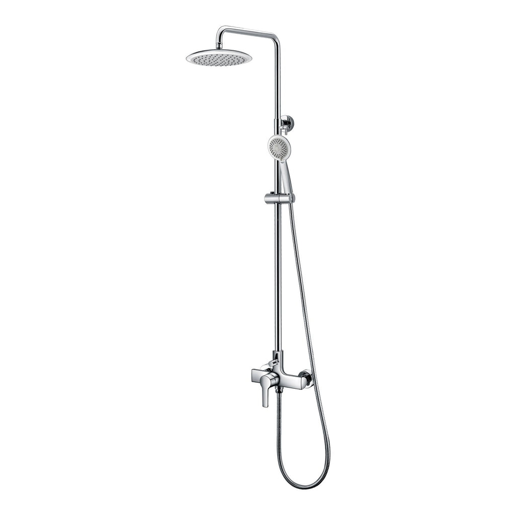 DAX Shower System, Faucet Set, with Round Rain Shower Head and Glide Rail Hand Shower, Wall Mount, Brass Body, Chrome Finish (DAX-8897-CR)