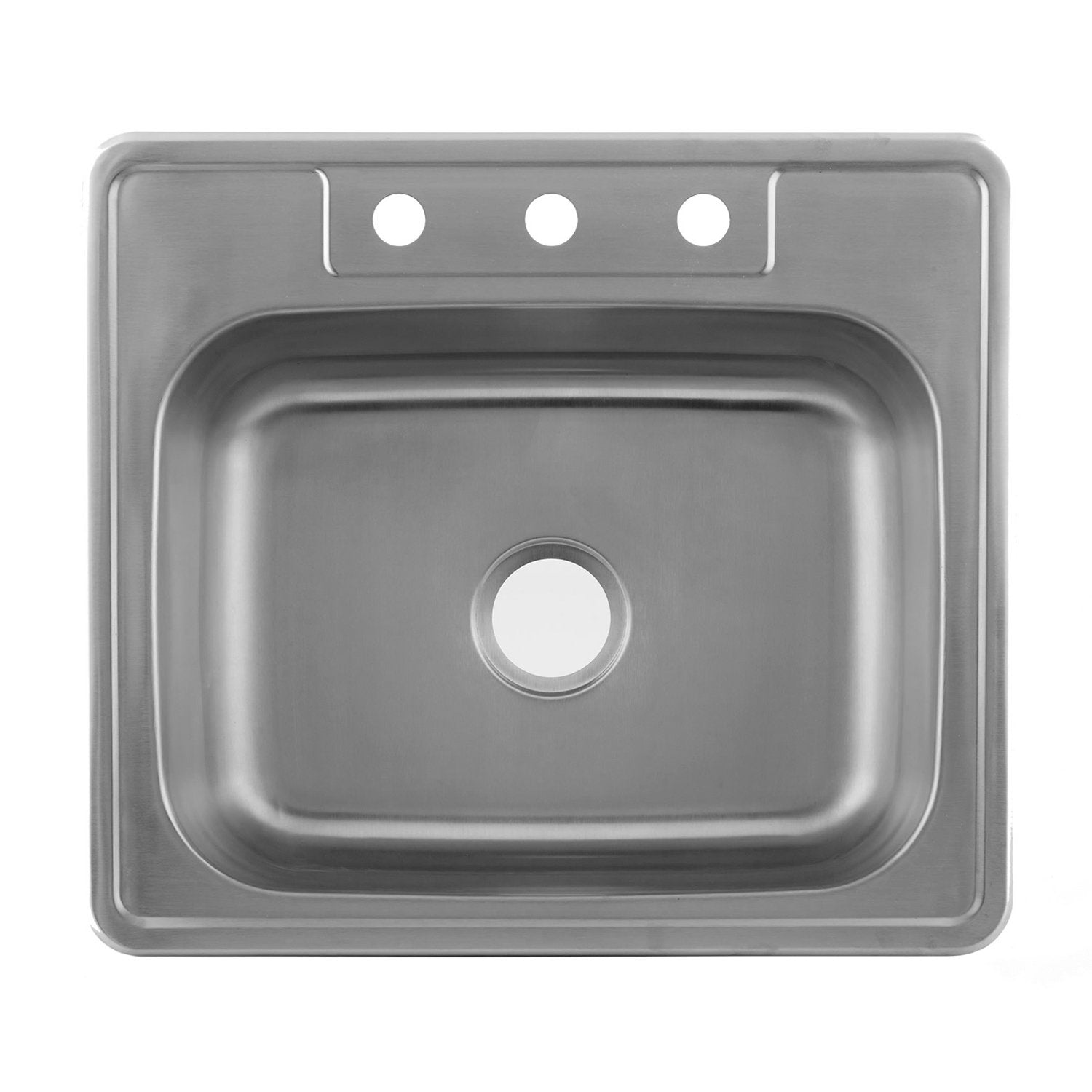 DAX Single Bowl Top Mount Kitchen Sink, 20 Gauge Stainless Steel, Brushed Finish , 25 x 22 x 8 Inches (KA-OM2522)