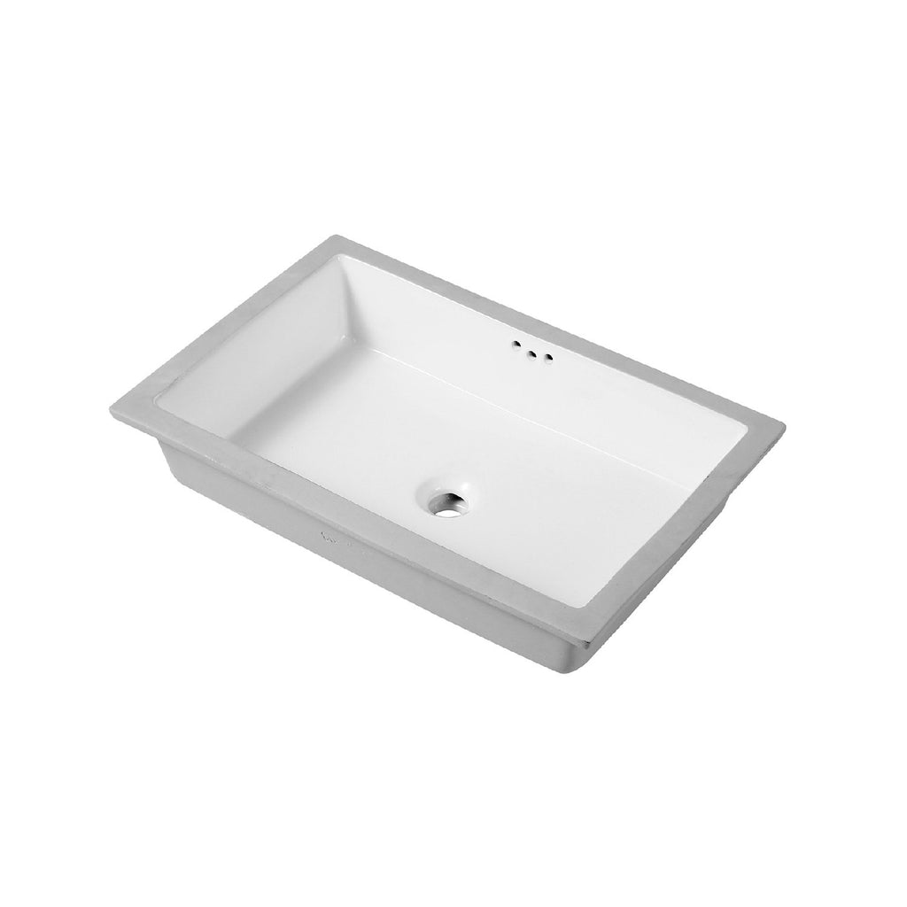DAX Rectangle Single Bowl Undermount Bathroom Sink, Porcelain, White Finish,  28 x 13-5/16 x 6-3/8 Inches (BSN-2814)