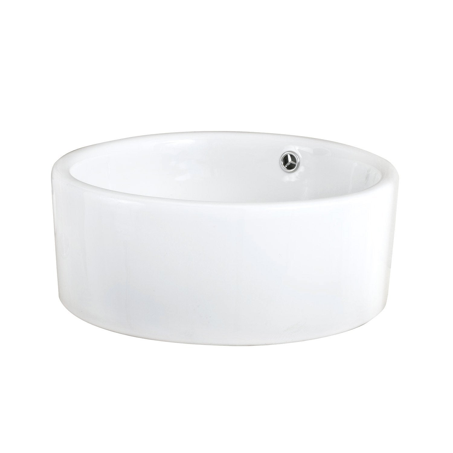 DAX Ceramic Round Single Bowl Bathroom Vessel Sink, White Finish, ?Ã² 16-1/2 x 4-1/2 Inches (BSN-218)