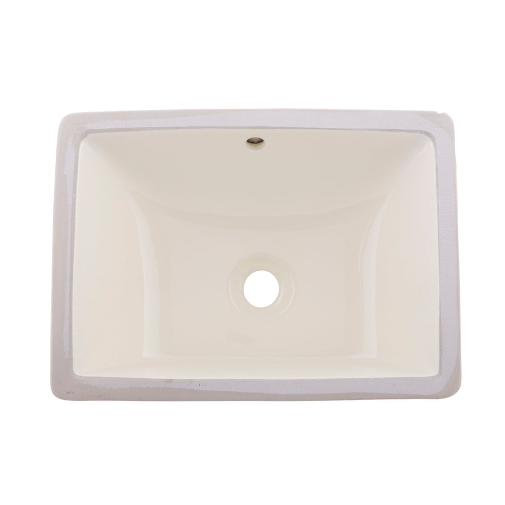 DAX Ceramic Square Single Bowl Undermount Bathroom Sink, Ivory Finish, 18-1/2 x 8-1/16 x 13-9/16 Inches (BSN-202C-I)