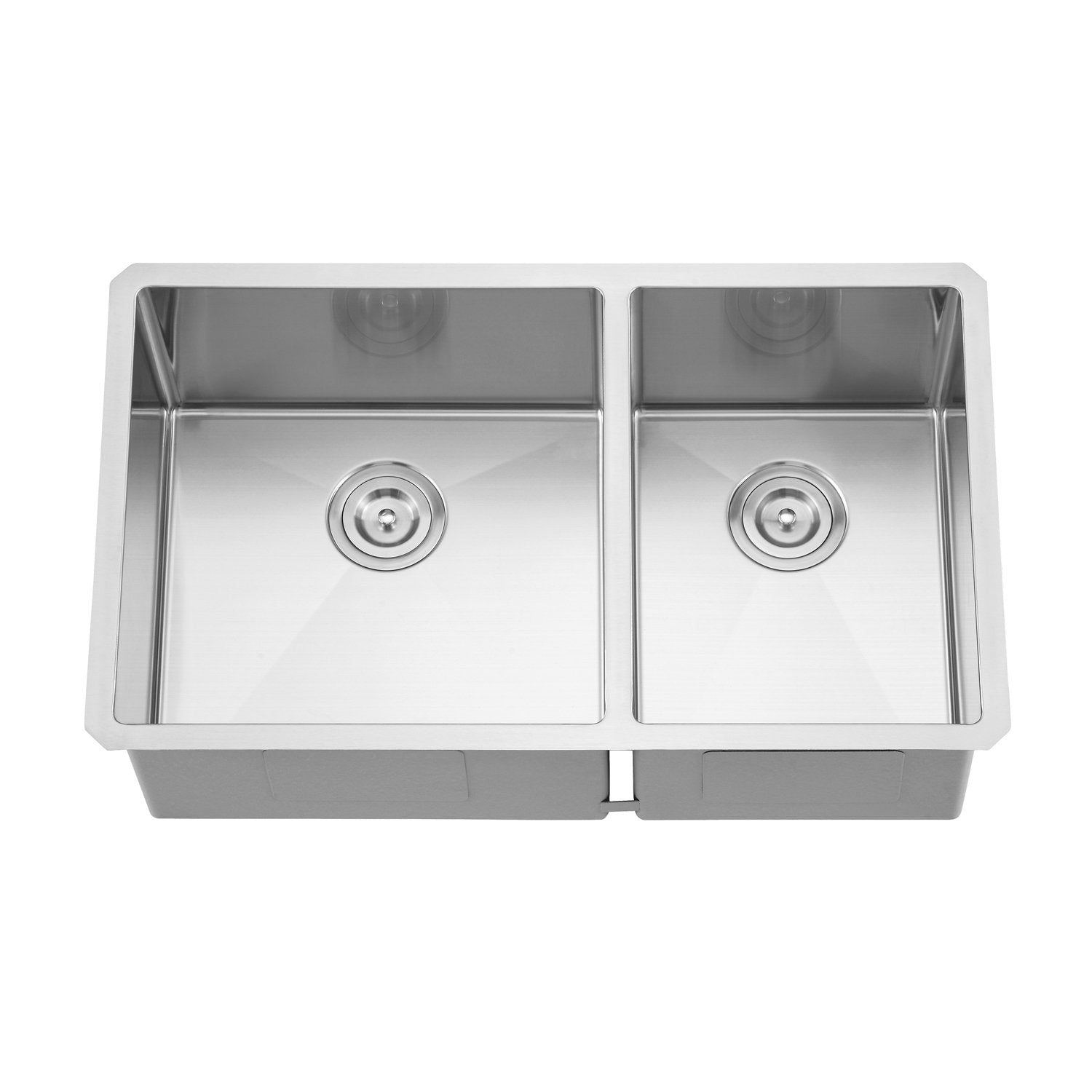 DAX Handmade 60/40 Double Bowl Undermount Kitchen Sink, 18 Gauge Stainless Steel, Brushed Finish, 32 x 19 x 10 Inches (DAX-3219LR10)