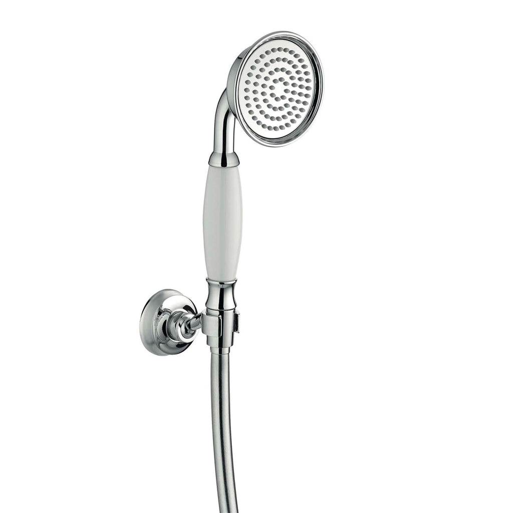 DAX Hand Shower Set, Wall Mount with Hose and Valve, Brass Body, Chrome Finish with White Handle, 59-1/16 Inches (DAX-2083A-CR)