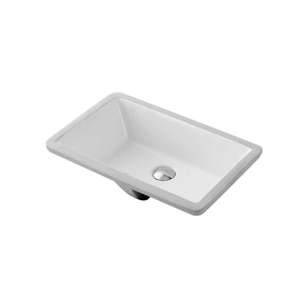 DAX Ceramic Rectangle Single Bowl Undermount Bathroom Sink, White Finish, 20-11/16" x 13-3/4 x 7-1/4 Inches (BSN-CL2023)