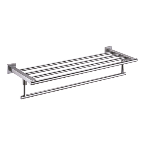DAX Towel Rack with Shelf, Wall Mount Stainless Steel, Satin Finish, 23-7/16 x 4-5/8 x 7-3/4 Inches (DAX-G0102-S)