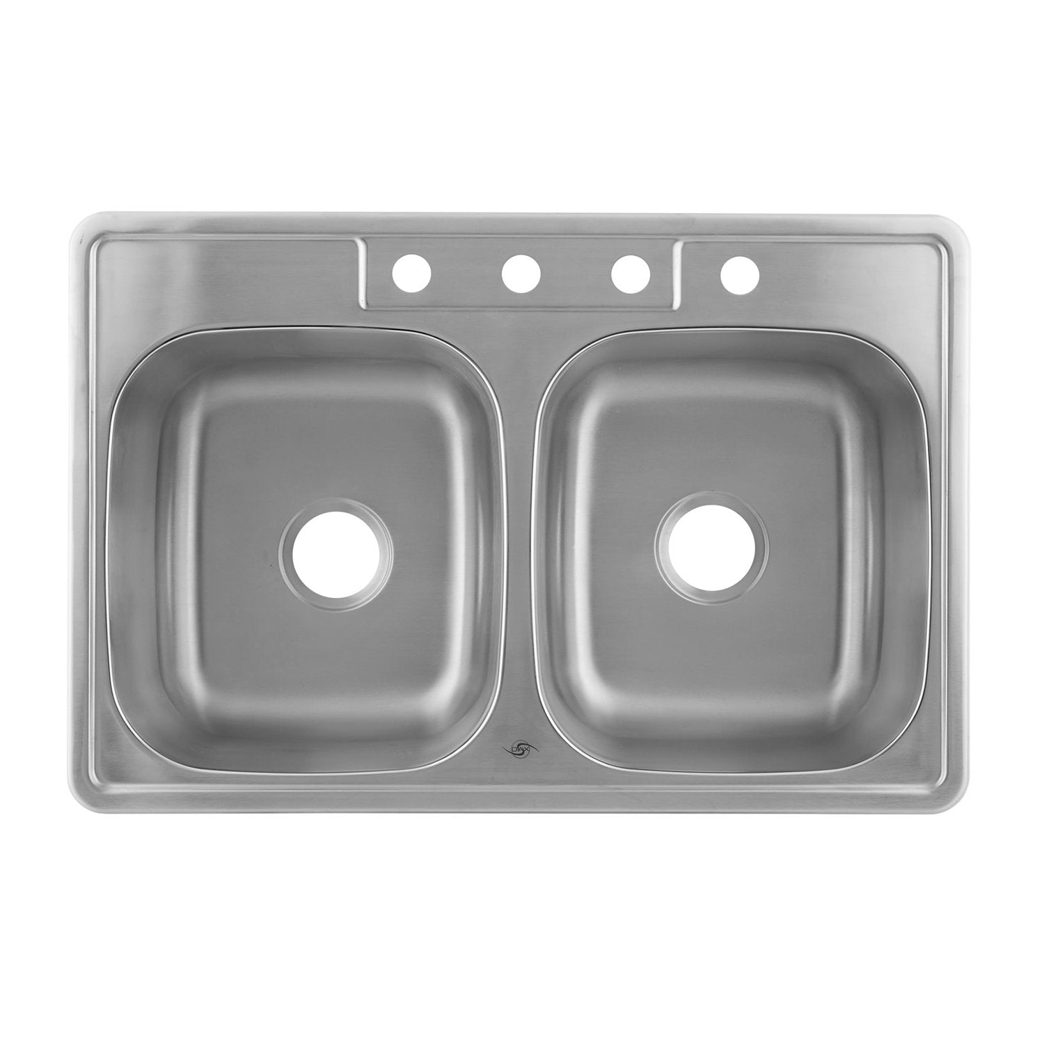 DAX 50/50 Double Bowl Top Mount Kitchen Sink, 20 Gauge Stainless Steel, Brushed Finish , 33 x 22 x 9 Inches (DAX-OM-3322)