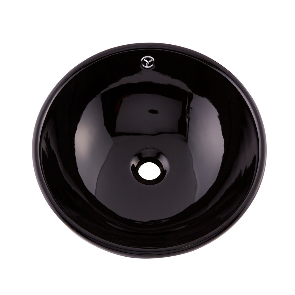 DAX Ceramic Round Single Bowl Bathroom Vessel Sink, Black Finish, 17-1/8 x 6-11/16 x 17-1/8 Inches (BSN-215-B)