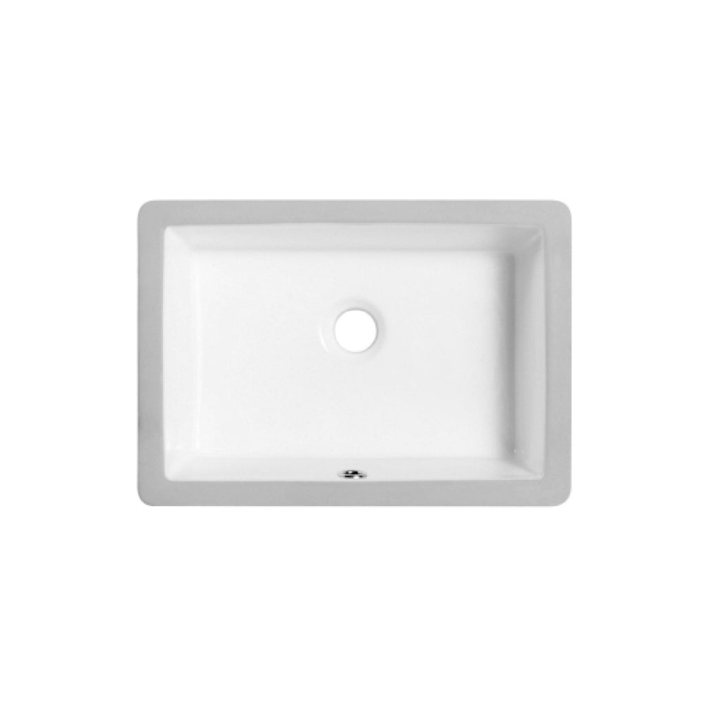 DAX Rectangle Single Bowl Undermount Bathroom Sink, Porcelain, White Finish,  17-3/8 x 12-1/4 x 6-3/8 Inches (BSN-1812)
