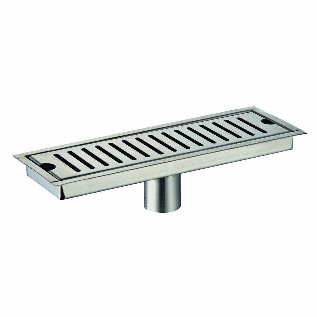 DAX Rectangle Shower Floor Drain, Stainless Steel Body, Brushed Stainless Steel Finish, 15-3/4 x 3-15/16 Inches (D-R103-L40)