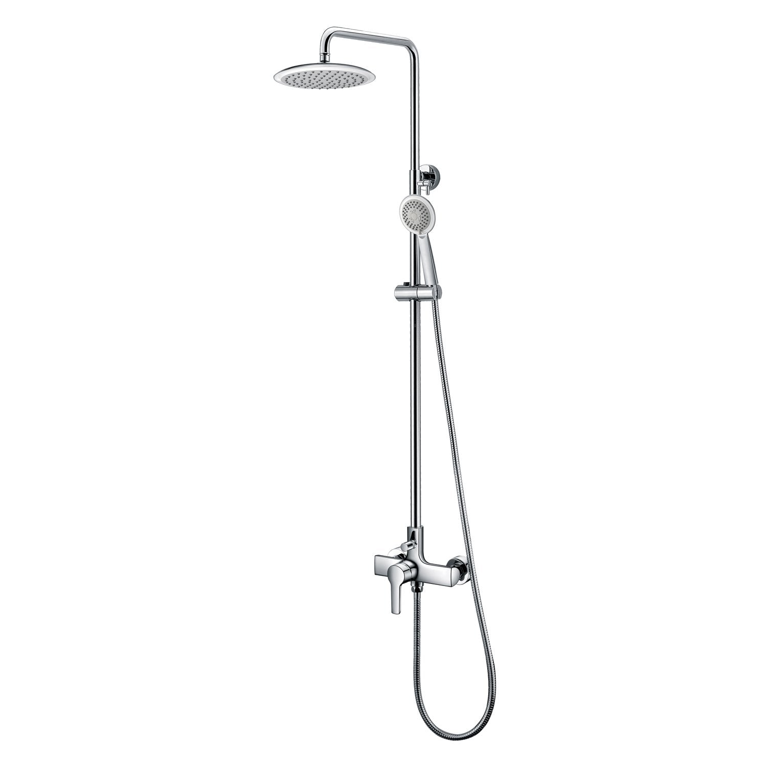 DAX Shower System, Faucet Set, with Round Rain Shower Head and Glide Rail Hand Shower, Wall Mount, Brass Body, Brushed Nickel Finish (DAX-8897-BN)