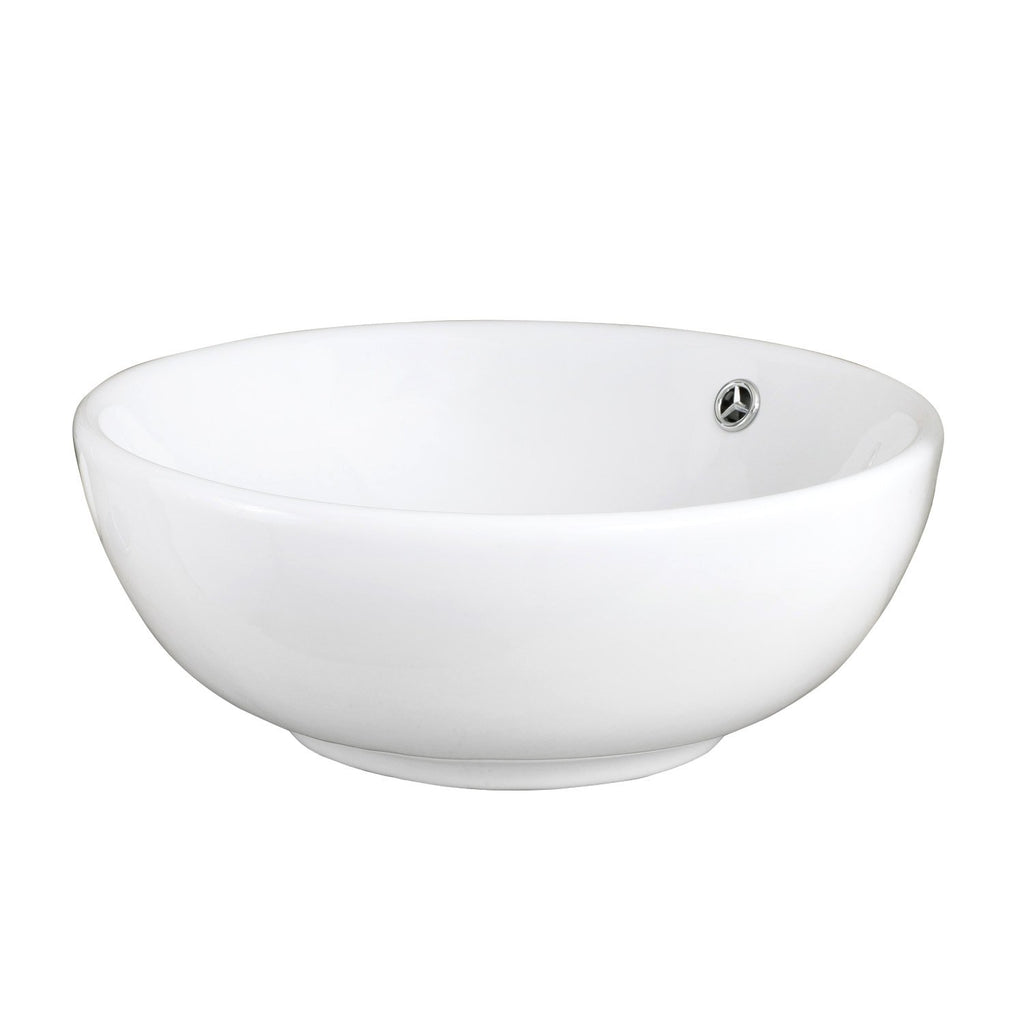 DAX Ceramic Round Single Bowl Bathroom Vessel Sink, White Finish, ?Ã² 17 x 6-11/16 Inches (BSN-215-W)