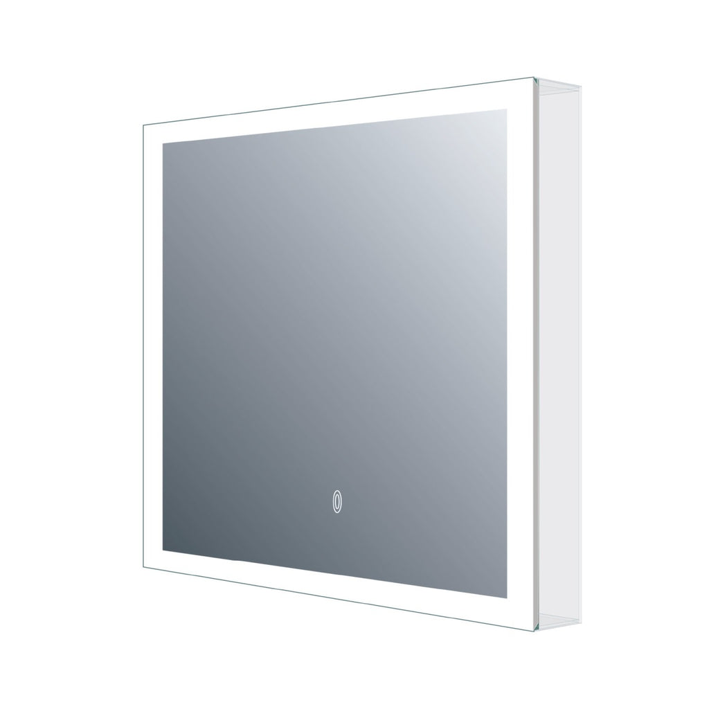 DAX Square LED Light Bathroom Vanity Mirror with Touch Switch, Wall Mount, Super White Glass, 27-9/16 x 27-9/16 x 2 Inches (DAX-DL35)