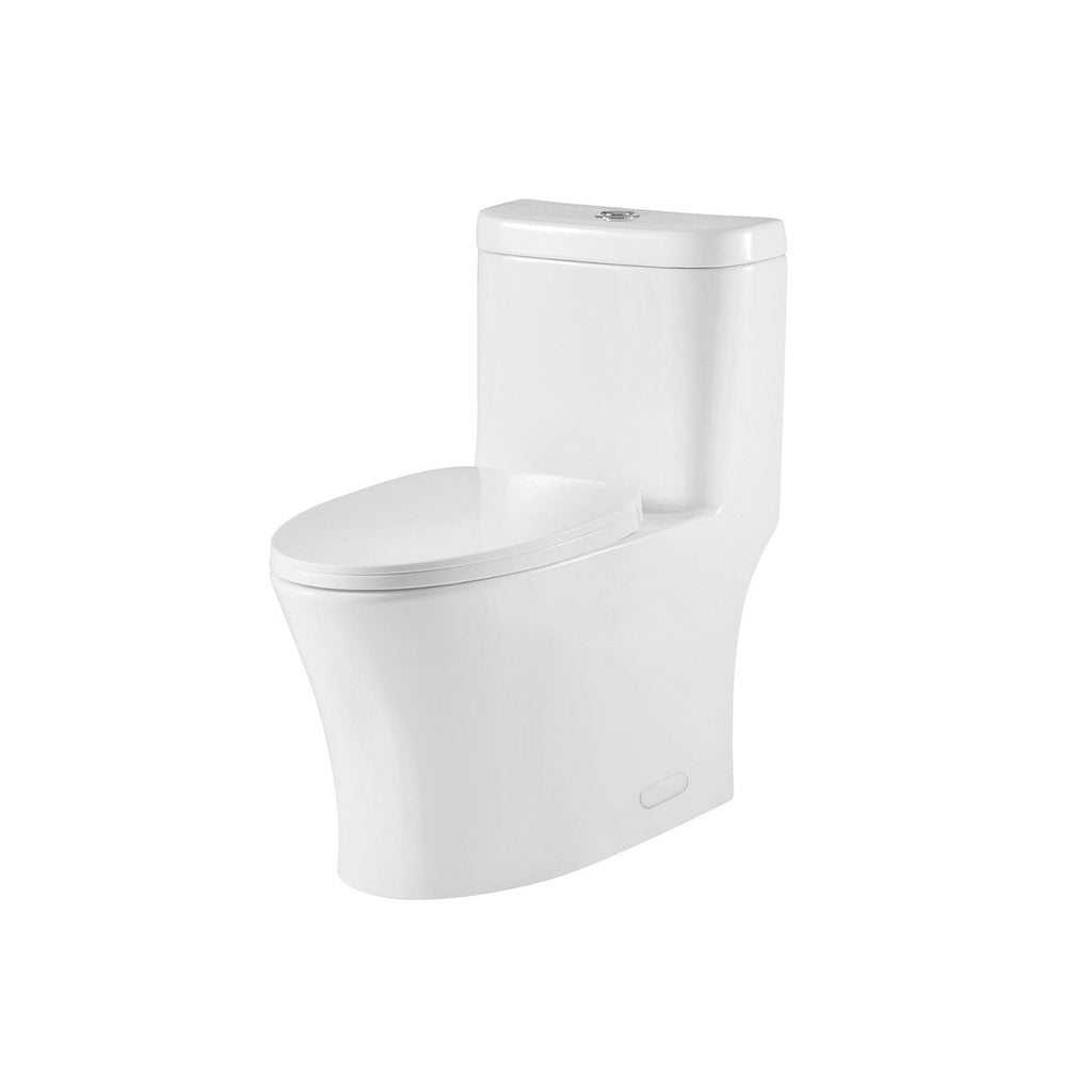 DAX One Piece Oval Toilet with Soft Closing Seat and Dual Flush High-Efficiency, Porcelain, White Finish, Height 29-3/4 Inches (BSN-CL12243)