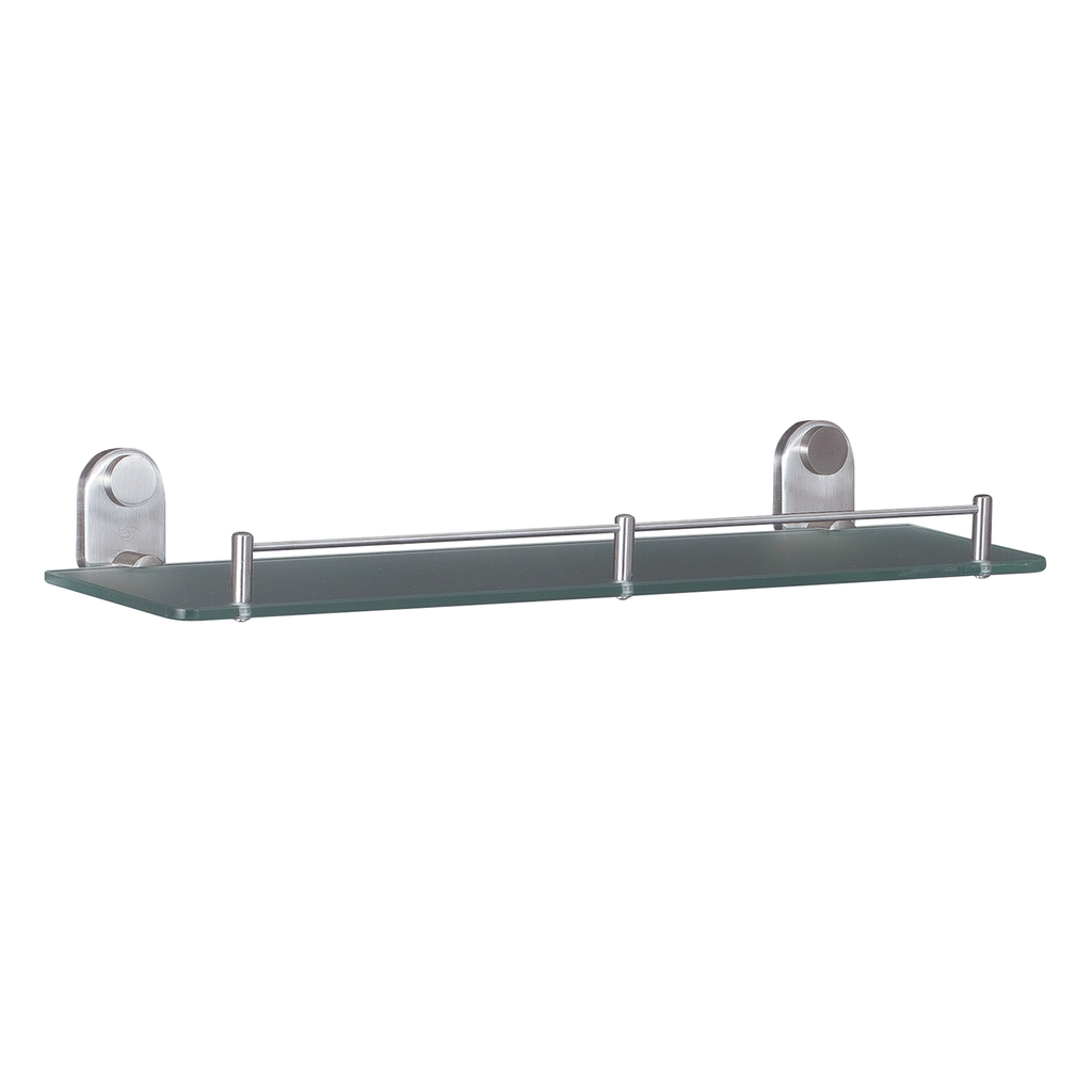DAX Bathroom Tempered Glass Shelf, Wall Mount Stainless Steel, Satin Finish, 19-11/16 x 2-3/4 x 5-11/16 Inches (DAX-G0212-S)