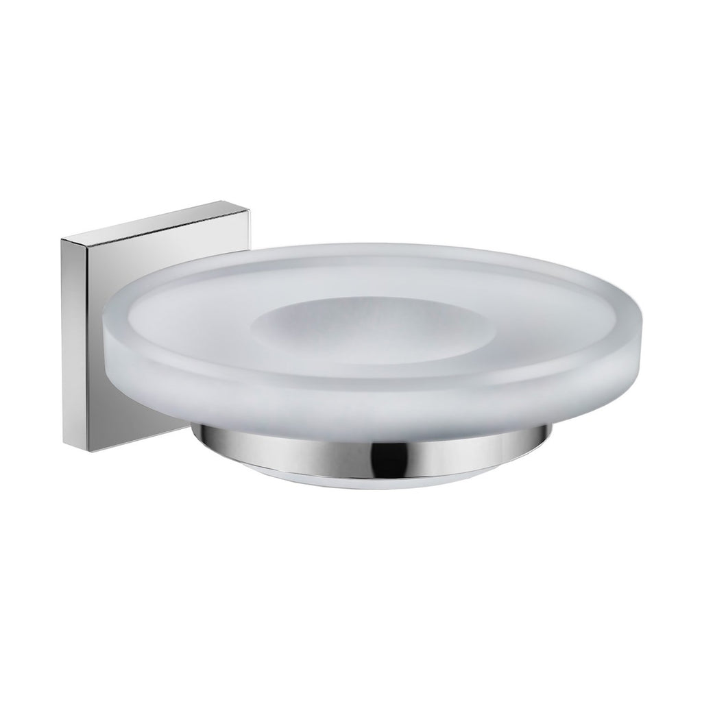 DAX Milano Soap Dish, Tray, Wall Mount, Clear Glass, Chrome Finish, 4-1/3 x 5 x 1-7/9 Inches (DAX-GDC160132-CR)