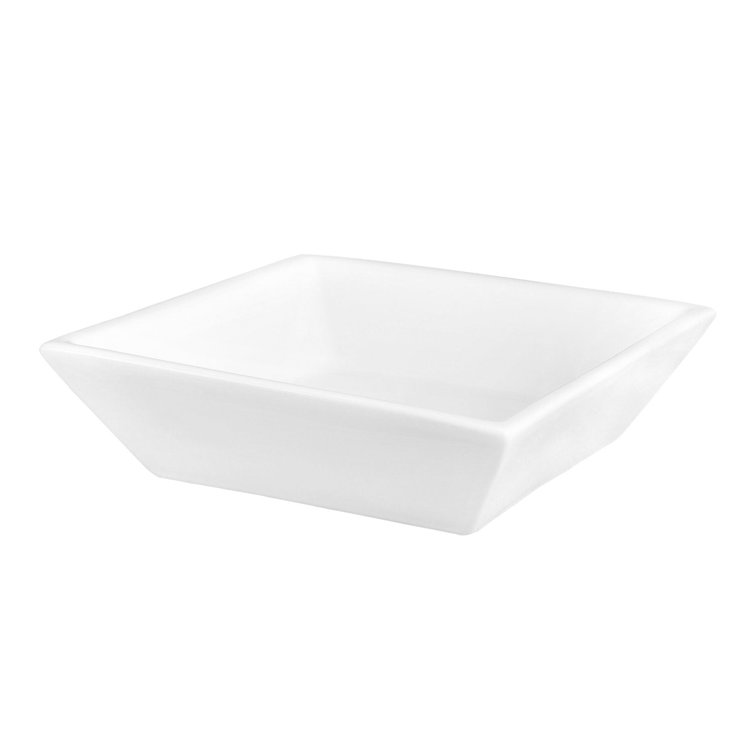 DAX Ceramic Square Single Bowl Bathroom Vessel Sink, White Finish, 16-1/2 x 16-1/2 x 4-3/4 Inches (BSN-230)