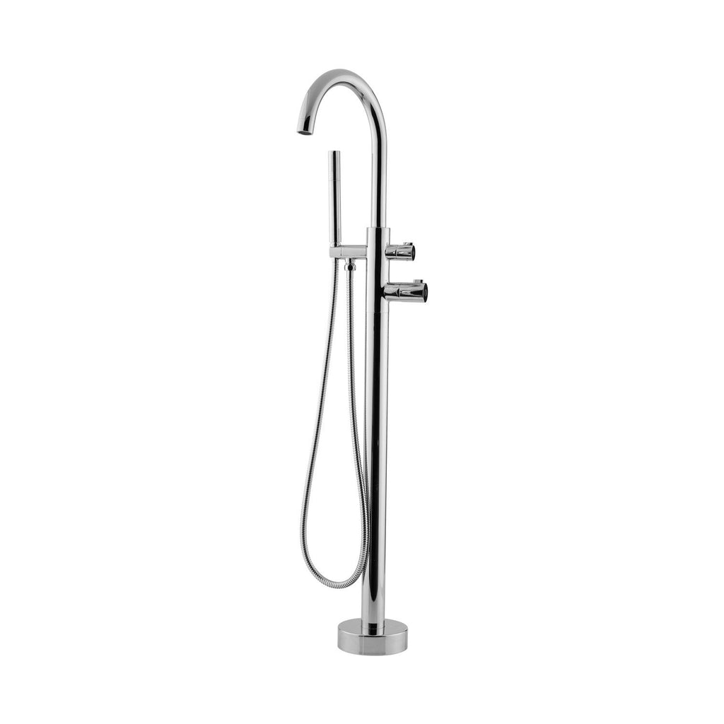 DAX Freestanding Tub Filler with Hand Shower and Gooseneck Spout, Stainless Steel Body, Chrome Finish, 5-13/16 x 45-13/16 x 9-7/16 Inches (DAX-807-CR)