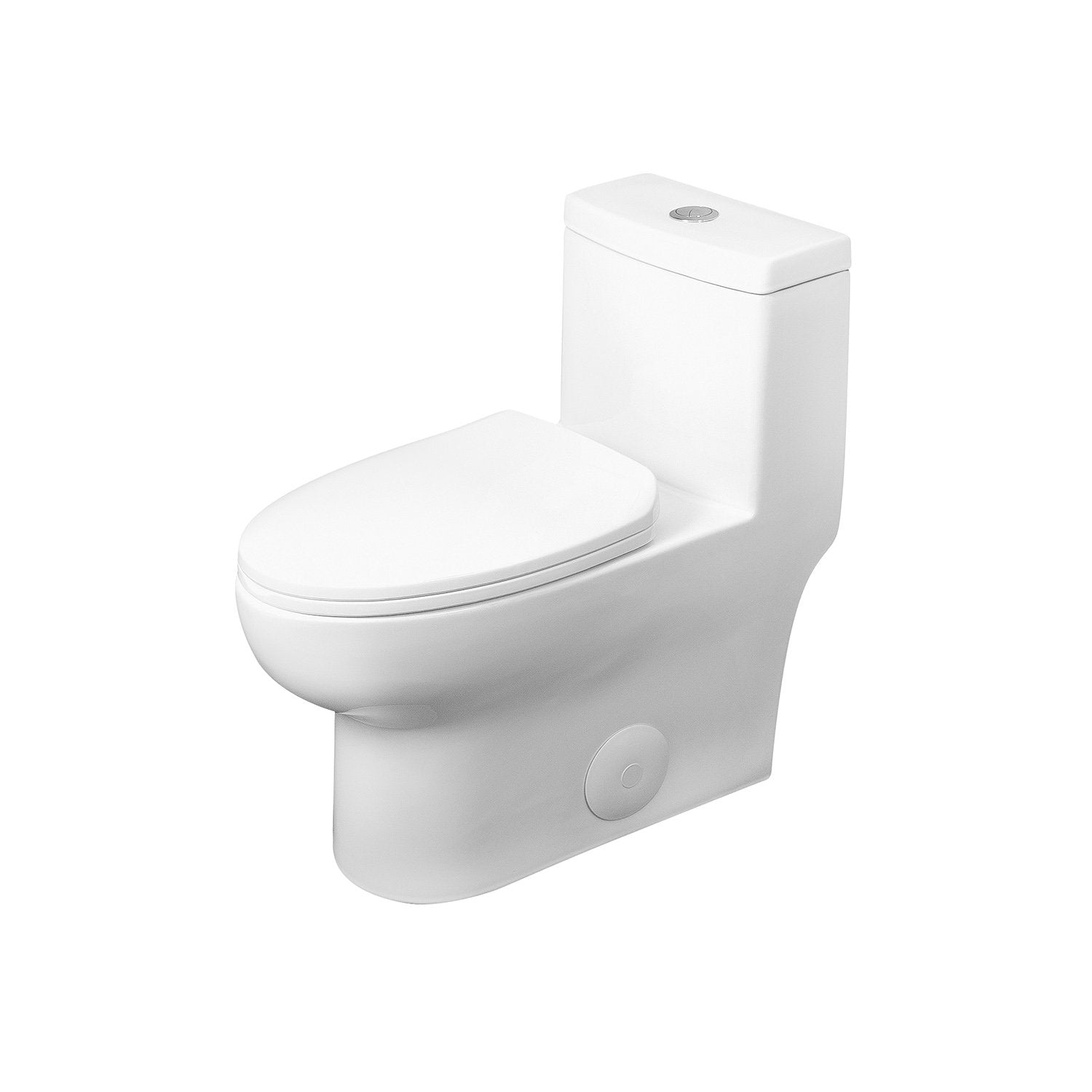 DAX One Piece Oval Toilet with Soft Closing Seat and Dual Flush High-Efficiency, Porcelain, White Finish, Height 28-3/4 Inches (BSN-76)