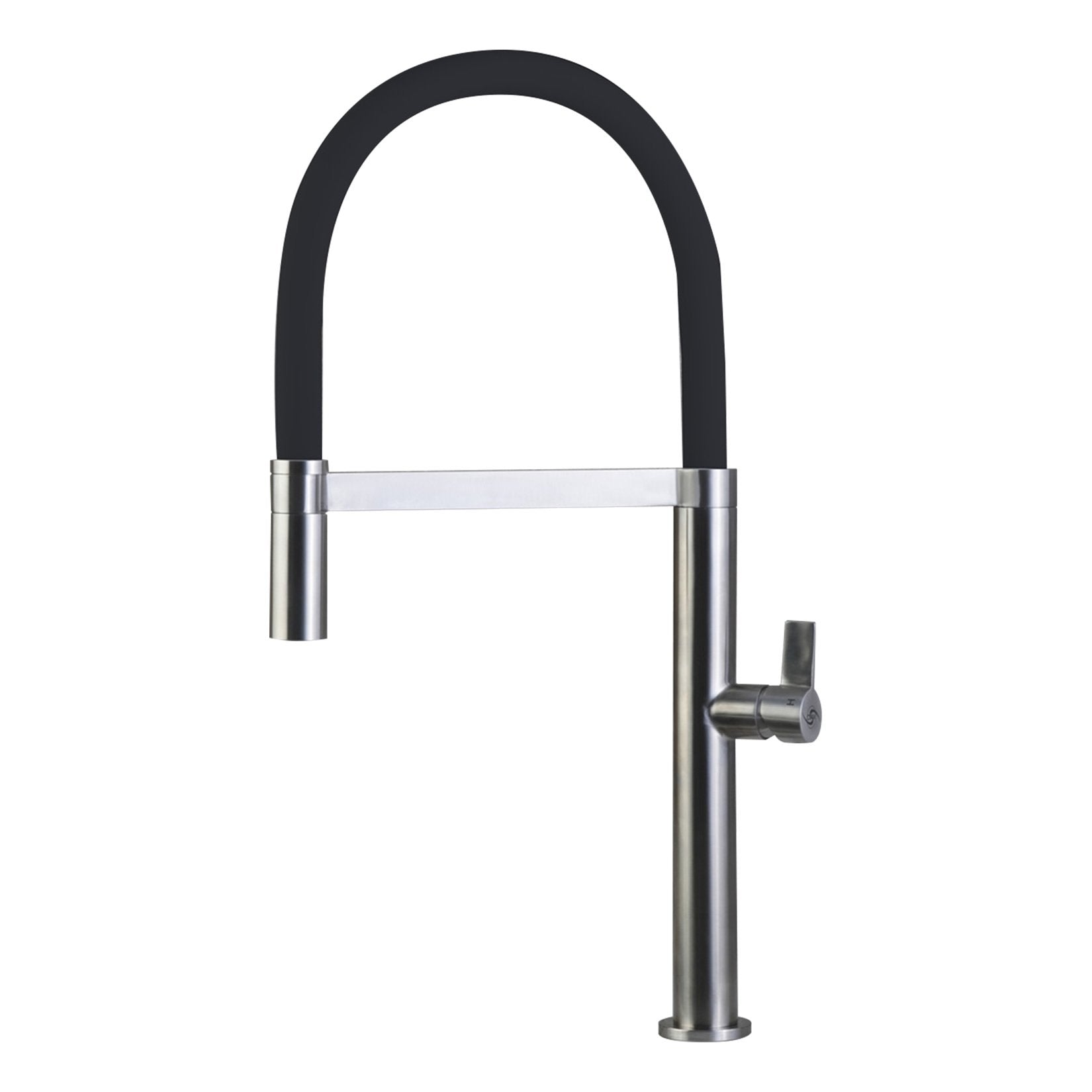 DAX Single Handle Pull Down Kitchen Faucet, Stainless Steel Shower Head and Body, Brushed Finish, Black, Size 8-13/16 x 20-3/8 Inches (DAX-C107B)