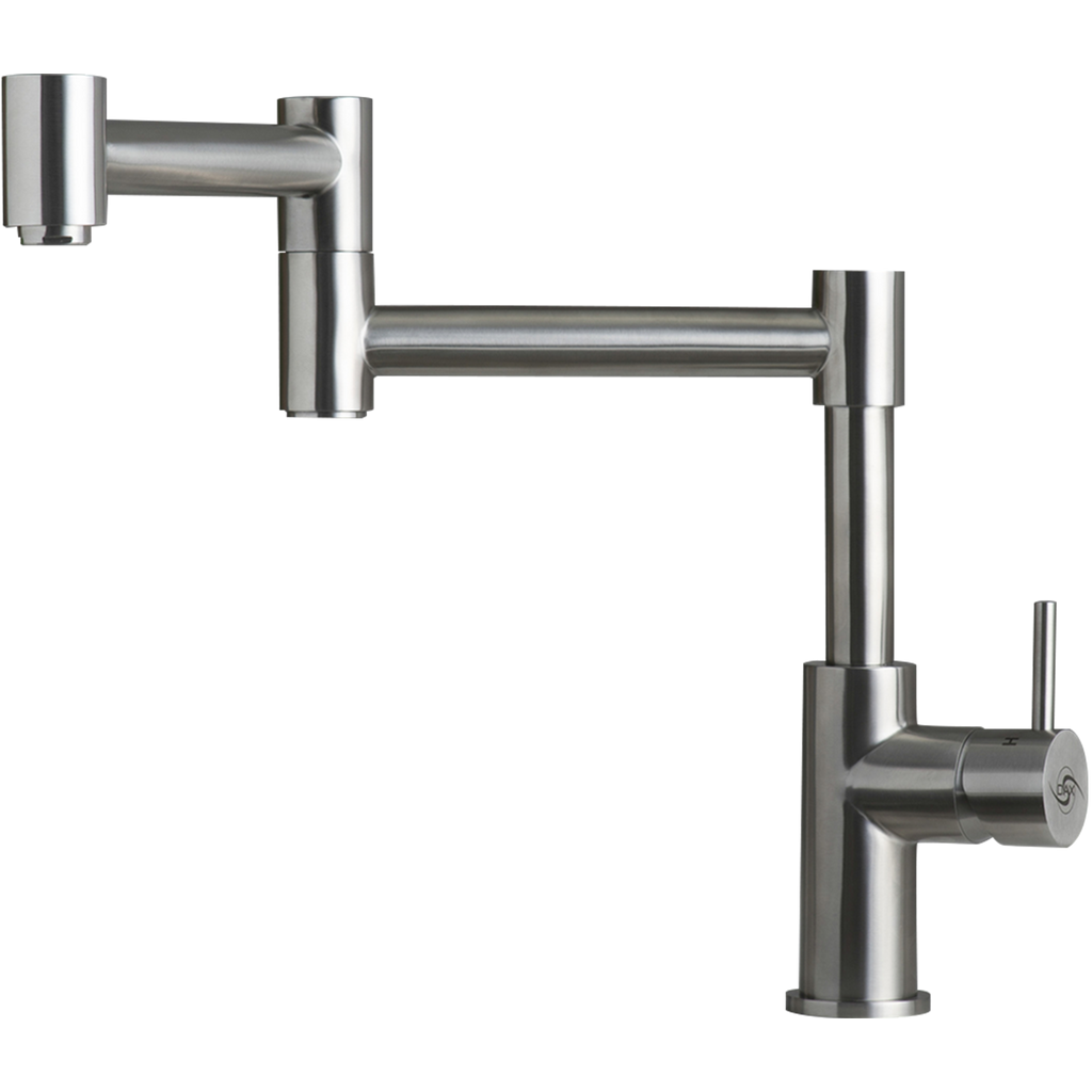 DAX Modern Sink Kitchen Faucet, Single Lever, Stainless Steel Body, Brushed Finish, Size 7-1/2 x 12-3/4 Inches (DAX-006-01)