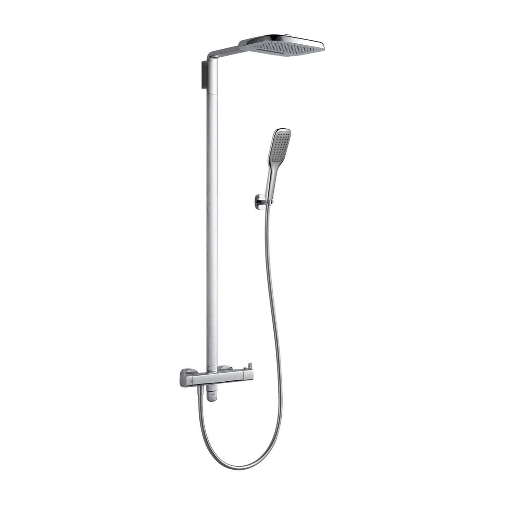 DAX Shower System, Faucet Set, with Square Rain Shower Head and Hand Shower, Wall Mount, Brass Body, Chrome Finish (DAX-8459)
