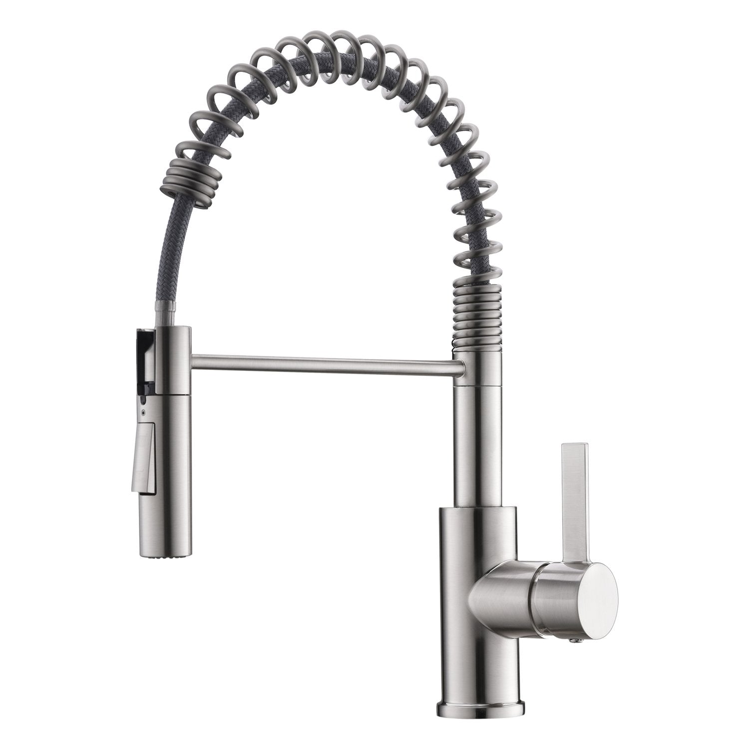 DAX Single Handle Pull Out Kitchen Faucet with Dual Sprayer and Swivel Spout, Brass Body, Brushed Nickel Finish, 8-11/16 x 16 Inches (DAX-6965C-BN)