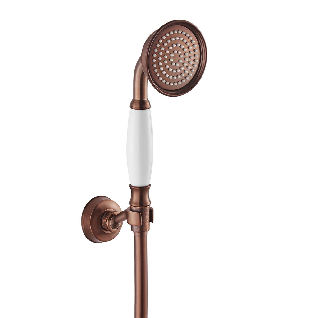 DAX Hand Shower Set, Wall Mount with Hose and Valve, Brass Body, Oil Rubbed Bronze Finish with White Handle, 59-1/16 Inches (DAX-2083A-ORB)