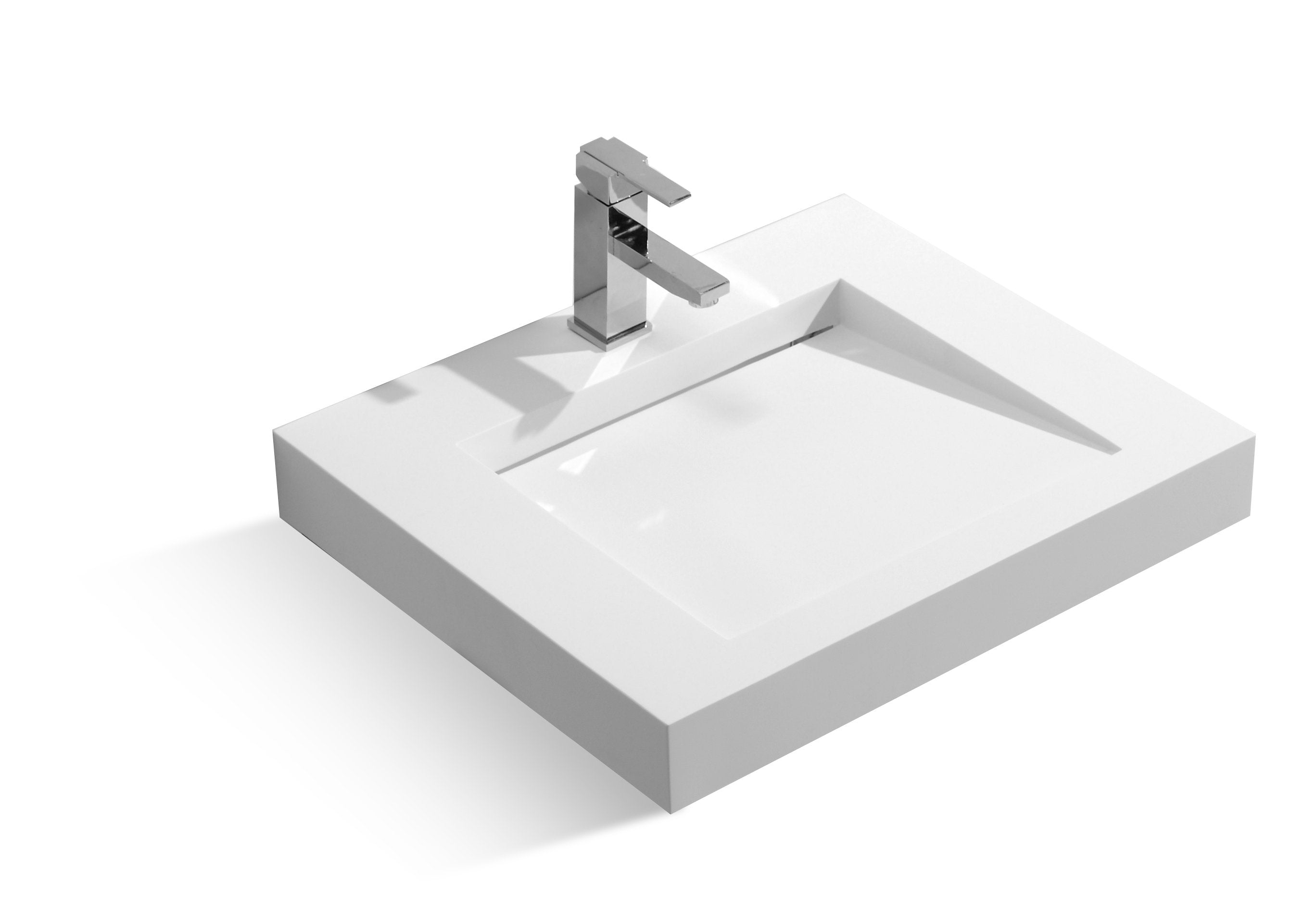 DAX Solid Surface Rectangle Single Bowl Top Mount Bathroom Sink, White Matte Finish, 23-1/4 x 19-5/16 x 3-1/8 Inches (DAX-AB-1330)