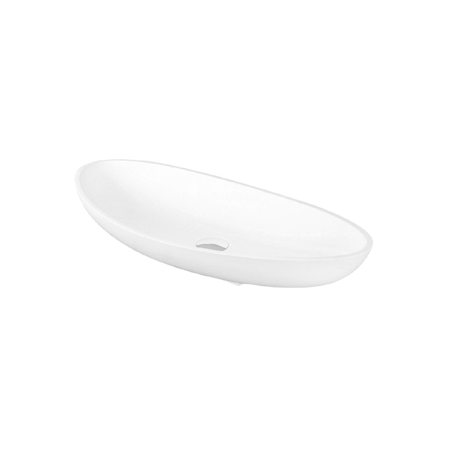 DAX Solid Surface Oval Single Bowl Bathroom Vessel Sink, White Matte Finish, 27-3/8 x 13-1/5 x 4-3/4 Inches (DAX-AB-1302)
