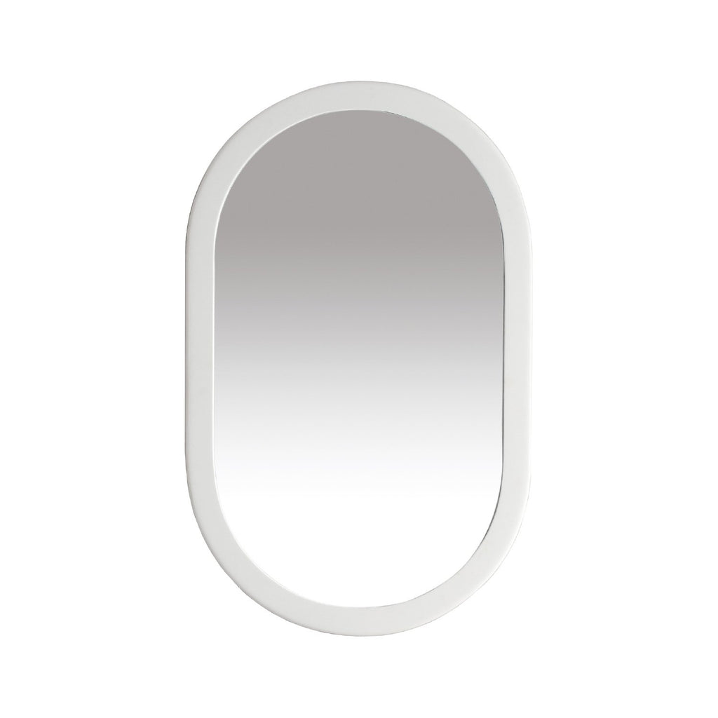 DAX Solid Surface Oval Bathroom Vanity Mirror, Wall Mount with Frame, White Finish, 21-5/8 x 31-1/2 x 9/16 Inches (DAX-AB-1572)