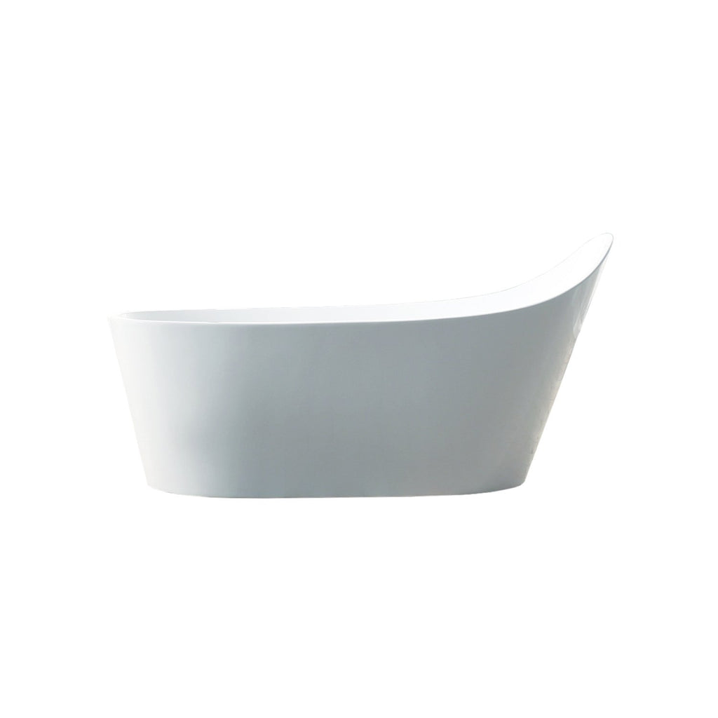 DAX Slipper Freestanding High Gloss Acrylic Bathtub with Central Drain and Overflow, Stainless Steel Frame, 66-15/16 x 35-1/16 Inches (BT-8089)