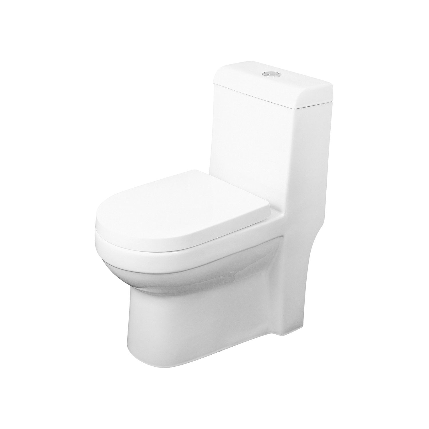 DAX One Piece Square Toilet with Soft Closing Seat and Dual Flush High-Efficiency, Porcelain, White Finish, Height 30-3/4 Inches (BSN-43A)