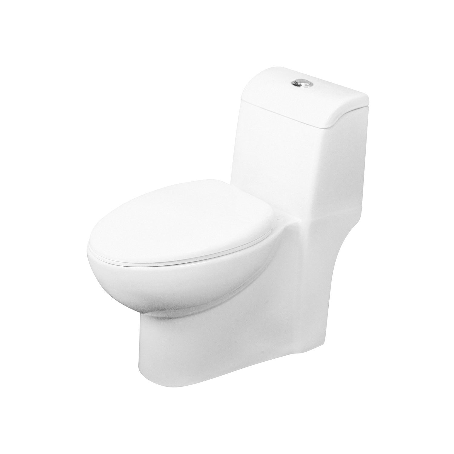 DAX One Piece Oval Toilet with Soft Closing Seat and Dual Flush High-Efficiency, Porcelain, White Finish, Height 28-1/2 Inches (BSN-31)