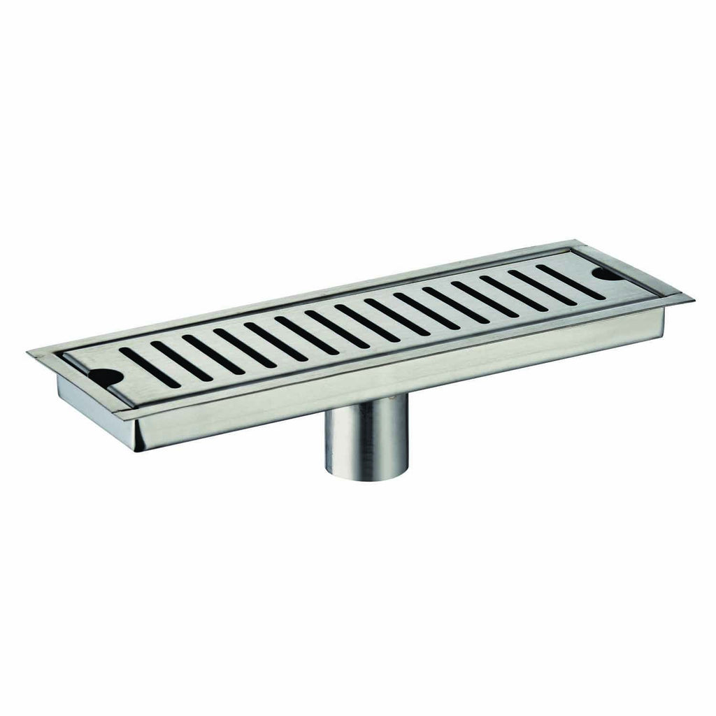 DAX Rectangle Shower Floor Drain, Stainless Steel Body, Brushed Stainless steel Finish, 11-13/16 x 3-15/16 Inches (D-R103-L30)