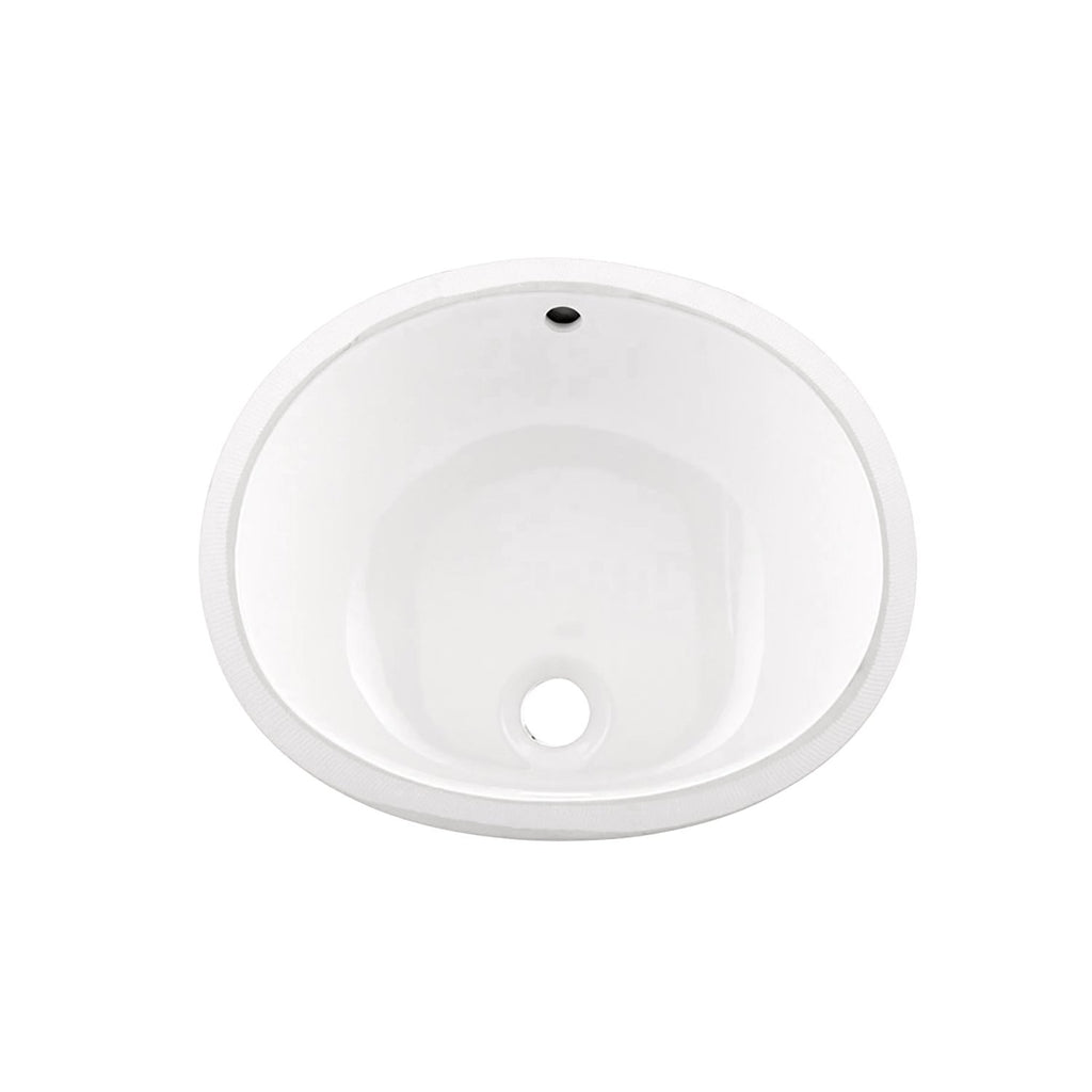 DAX Ceramic Oval Single Bowl Undermount Bathroom Sink, White Finish, 18 x 14-3/4 x 7-1/2 Inches (BSN-205B-W)