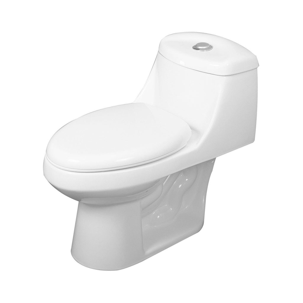 DAX One Piece Oval Toilet with Soft Closing Seat and Dual Flush High-Efficiency, Porcelain, White Finish, Height 25-1/2 Inches (BSN-11)