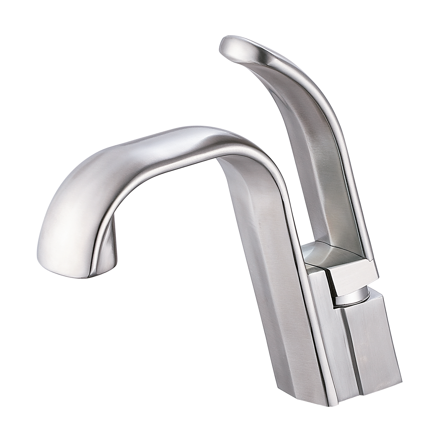 DAX Single Handle Vessel Sink Bathroom Faucet, Stainless Steel Body, Brushed Finish, 8-7/16 x 7-11/16 Inches (DAX-C011-02)