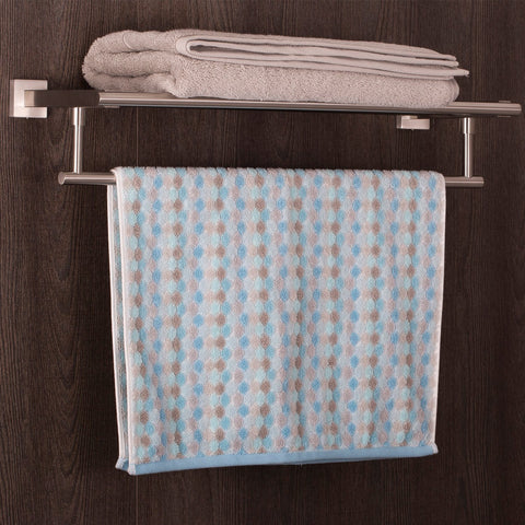 DAX Towel Rack with Shelf, Wall Mount Stainless Steel, Polish Finish, 23-7/16 x 4-5/8 x 7-3/4 Inches (DAX-G0102-P)