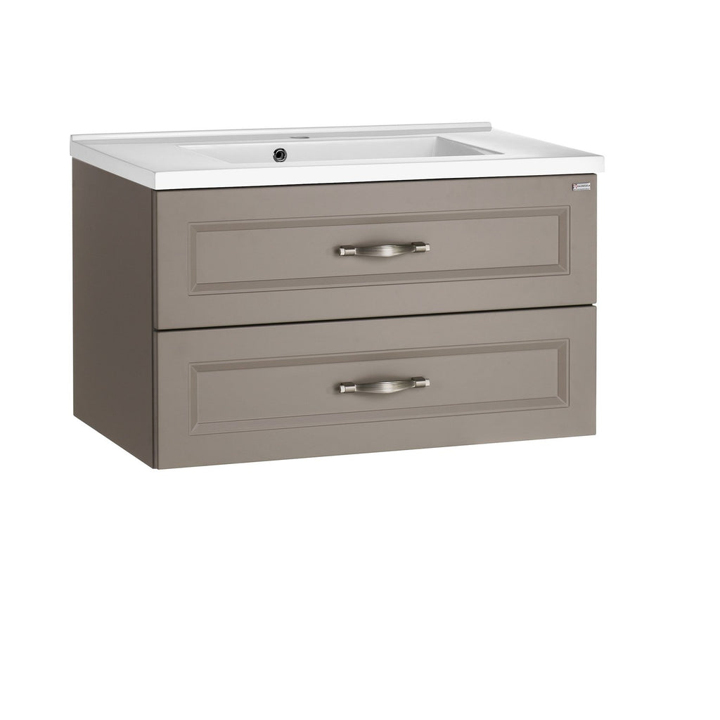 32" Single Vanity, Wall Mount, 2 Drawers with Soft Close, Mink Matt, Serie Class by VALENZUELA