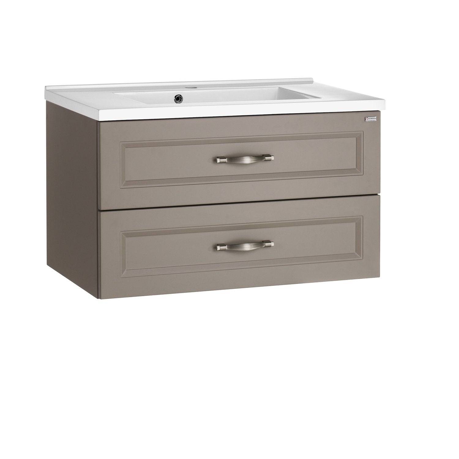 28" Single Vanity, Wall Mount, 2 Drawers with Soft Close, Mink Matt, Serie Class by VALENZUELA