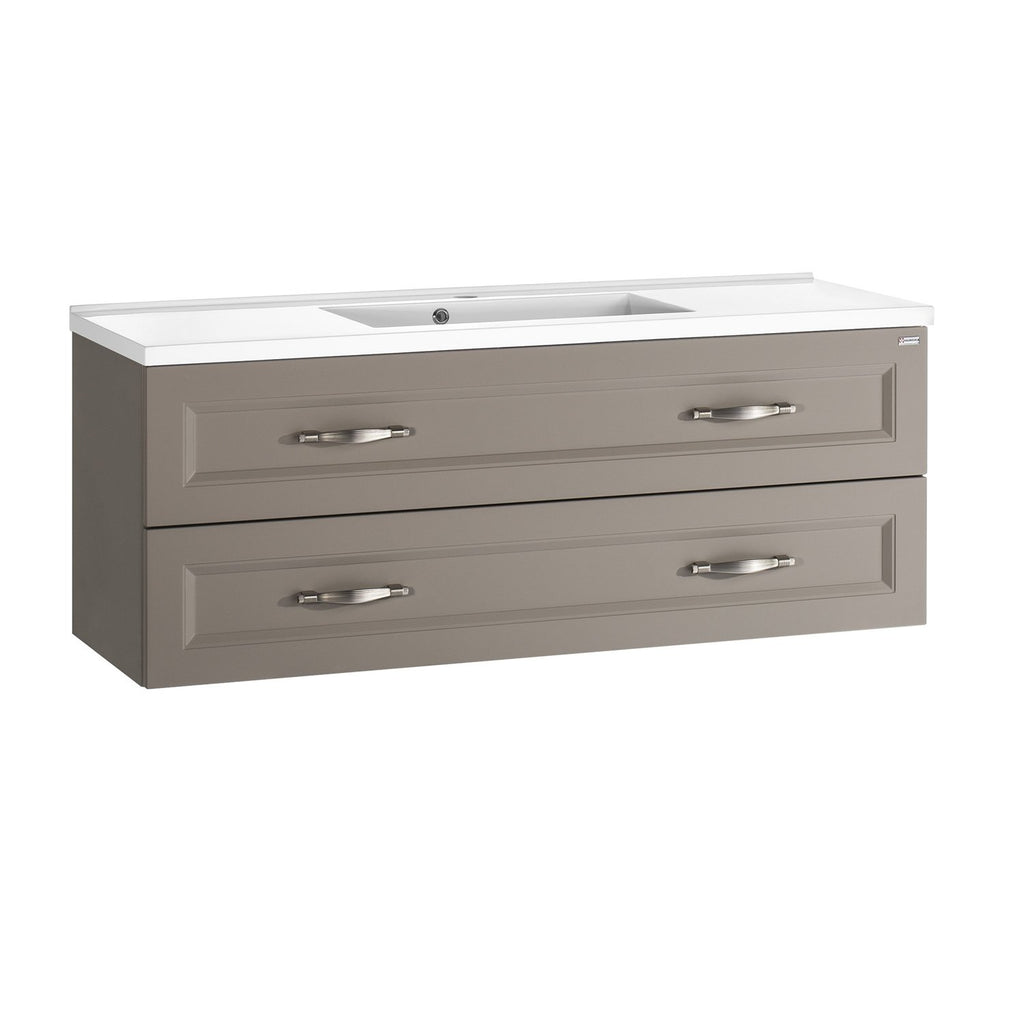 48" Single Vanity, Wall Mount, 2 Drawers with Soft Close, Mink Matt, Serie Class by VALENZUELA