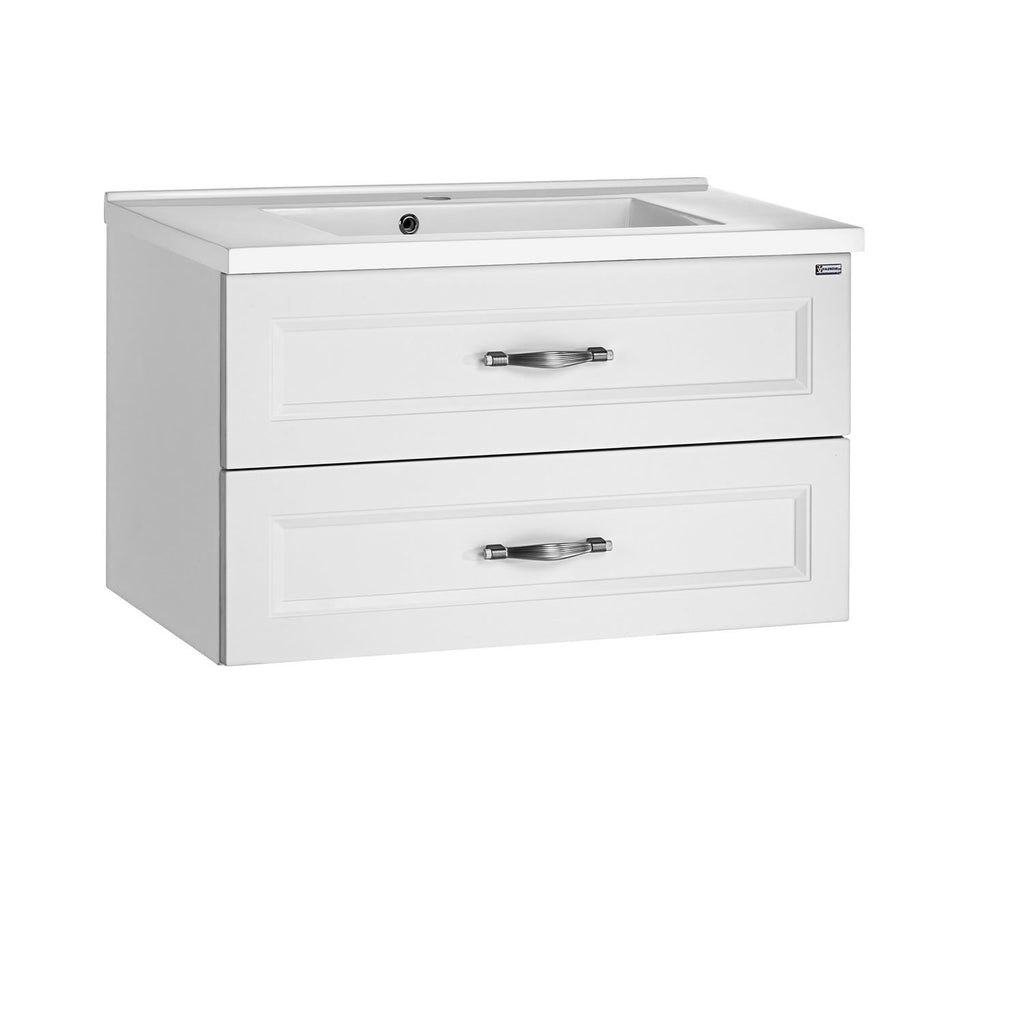 40" Single Vanity, Wall Mount, 2 Drawers with Soft Close, White Matt, Serie Class by VALENZUELA