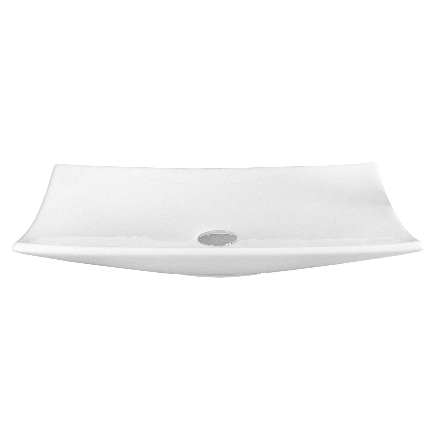 DAX Ceramic Rectangle Single Bowl Bathroom Vessel Sink, White Finish, 23-3/4 x 15-3/8 x 4-1/2 Inches (BSN-CL1056)