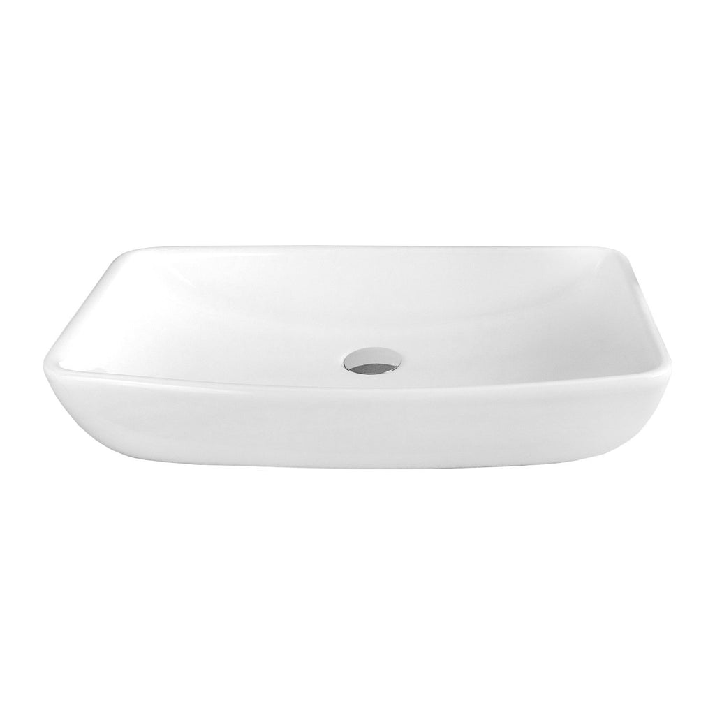 DAX Ceramic Rectangle Single Bowl Bathroom Vessel Sink, White Finish, 23-13/16 x 15-1/8 x 2-5/16 Inches (BSN-285I)