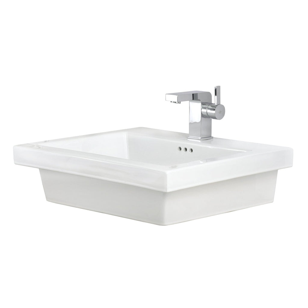 DAX Ceramic Rectangle Single Bowl Bathroom Vessel Sink, White Finish, 24-1/2 x 19-1/8 x 6-7/8 Inches (BSN-CL1242)