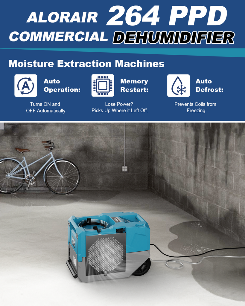 AlorAir LGR 1250 Industrial Commercial Dehumidifier, 125 Pint Dehumidifier with Pump, Compact, Portable, for Water Damage Restoration, 5 Years Warranty, cETL Listed