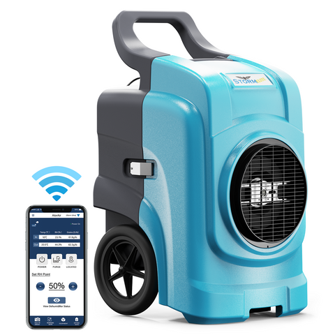 AlorAir Storm Elite Smart WiFi Dehumidifier, 125 PPD Commercial Dehumidifier with Pump, Roto-Mold Body, LCD Display, cETL, 5 Years Warranty, Industrial dehumidifier for Disaster Restoration